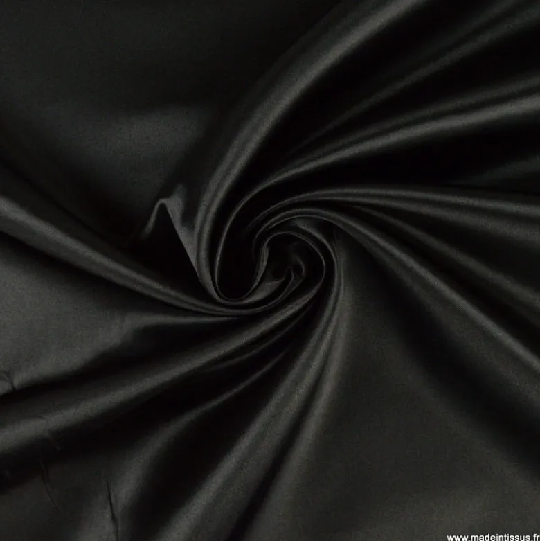 Tissu Satin Biba uni Noir - premier prix
