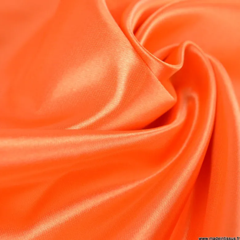 Tissu Satin Biba uni orange - premier prix