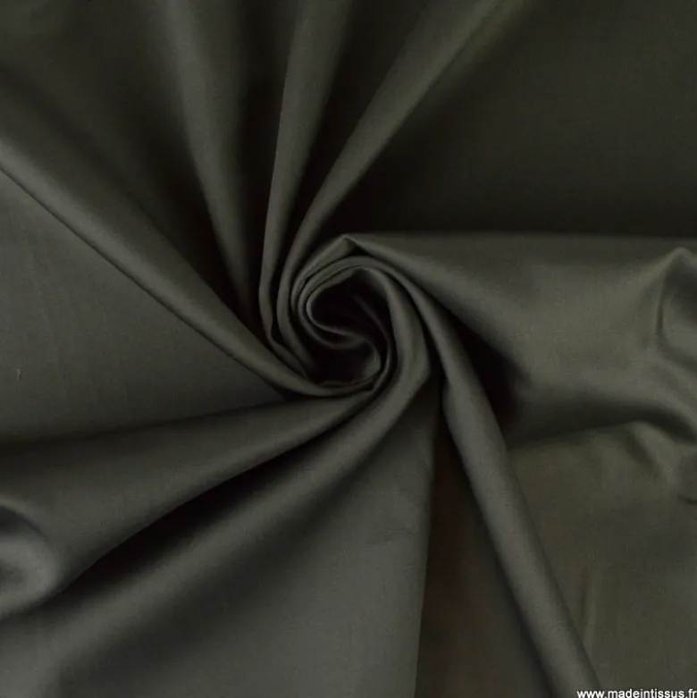 Tissu Satin de coton - kaki foncé