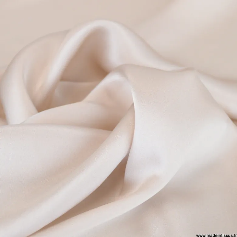 Tissu Satin de Soie - Nude