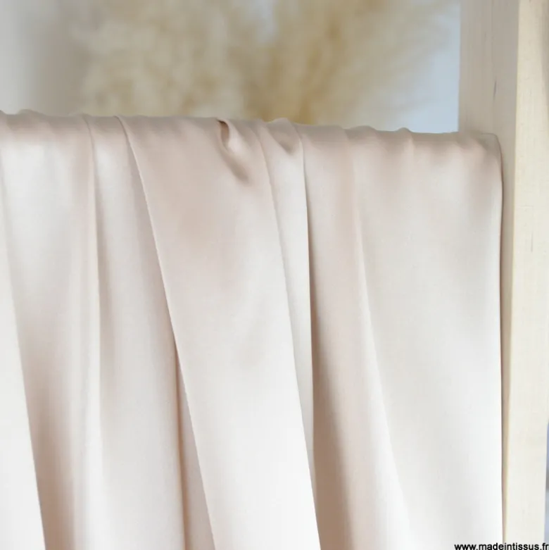 Tissu Satin de Soie - Nude