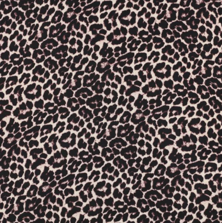 Tissu Satin de Viscose Léopard - Noir et beige