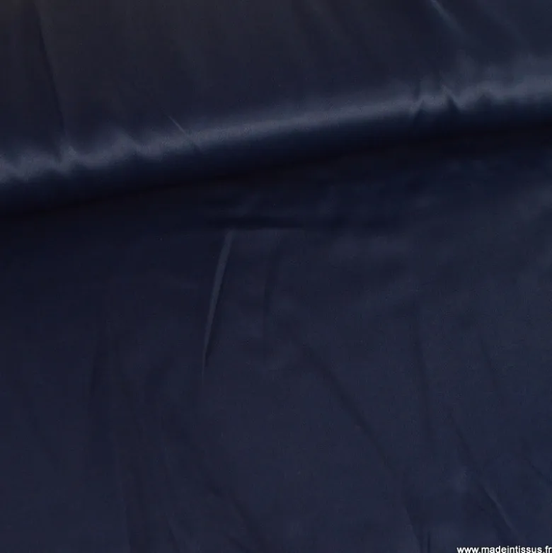 Tissu Satin de viscose lourd uni - Bleu marine