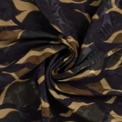 Tissu satin de viscose motif abstrait – Chocolat