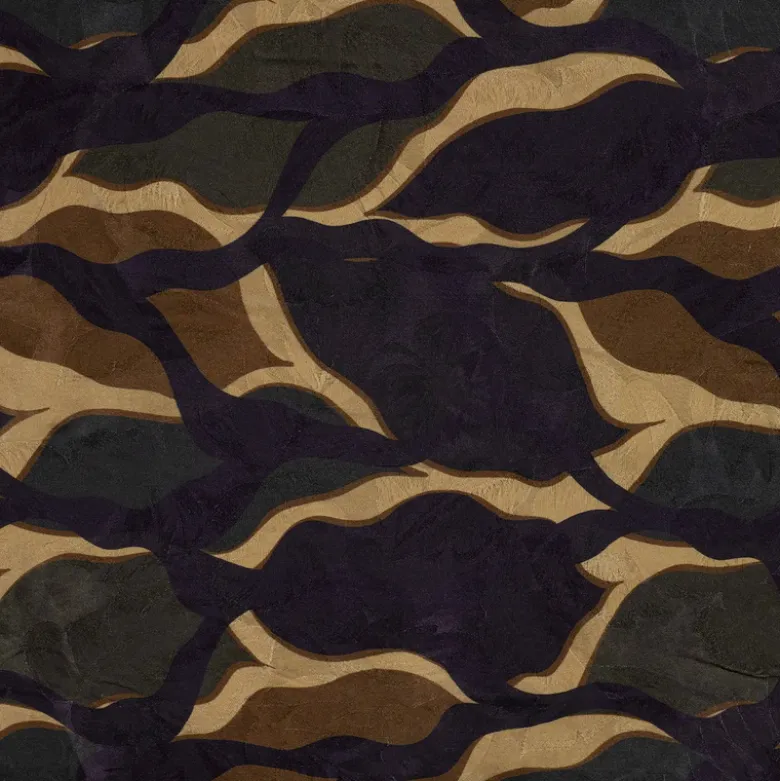 Tissu satin de viscose motif abstrait – Chocolat