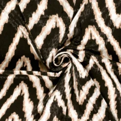 Tissu Satin léopard géométrique Noir et beige - oeko tex