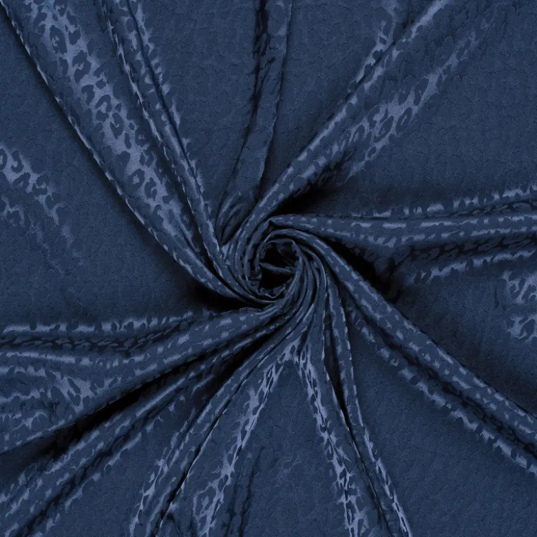 Tissu Satin Léopard ton sur ton bleu - oeko tex