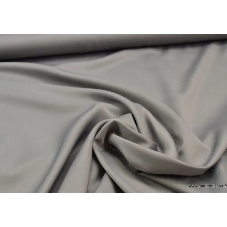 Tissu satin microfibre fluide uni gris