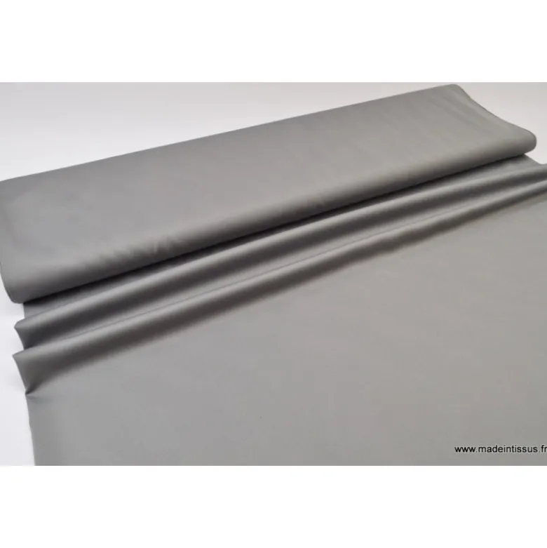 Tissu satin microfibre fluide uni gris
