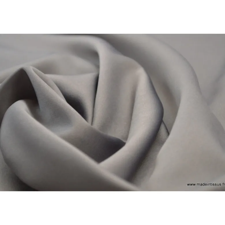 Tissu satin microfibre fluide uni gris