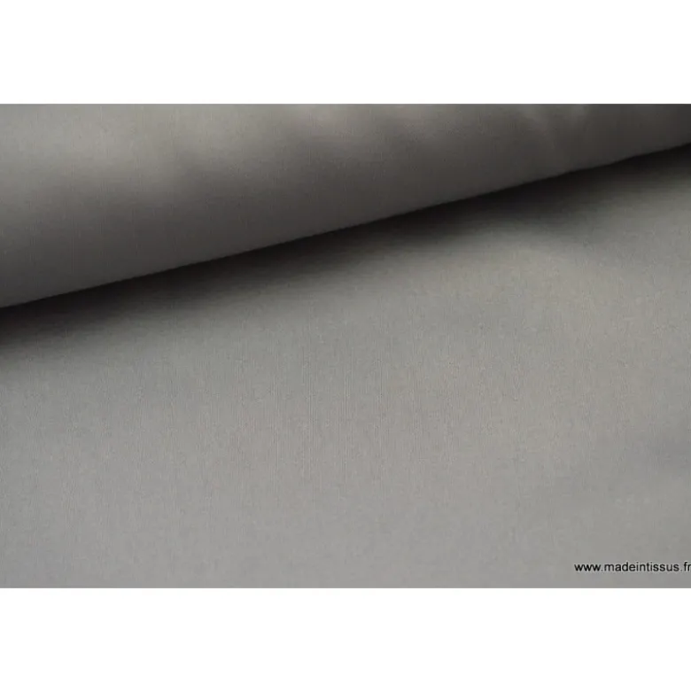 Tissu satin microfibre fluide uni gris