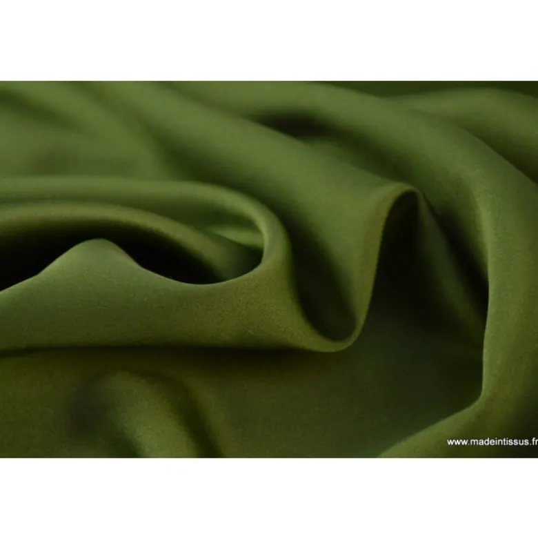 Tissu Satin microfibre fluide kaki