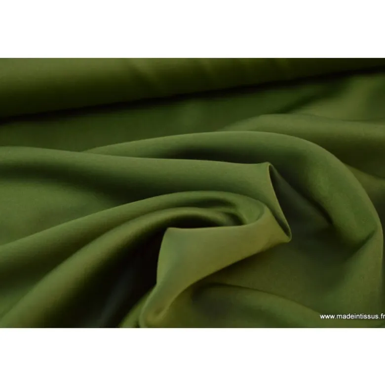 Tissu Satin microfibre fluide kaki