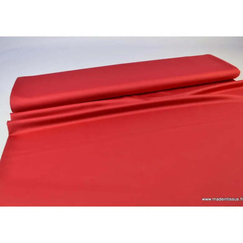 Tissu Satin microfibre fluide rouge hermès