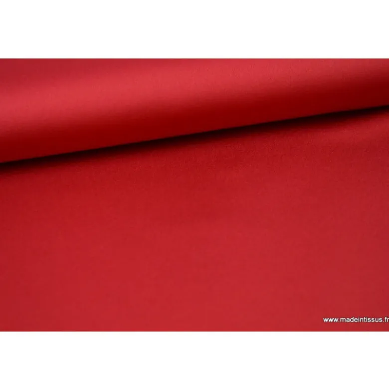 Tissu Satin microfibre fluide rouge hermès