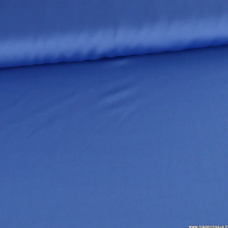Tissu satin microfibre fluide uni bleu Cobalt