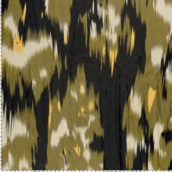 Tissu Satin motif style Ikat - Noir et vert
