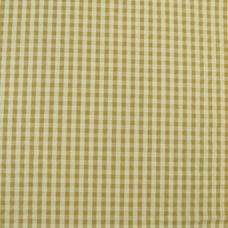 Tissu seersucker Eli Vichy petits carreaux - Vert clair et Bronze