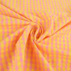 Tissu seersucker Eli Vichy petits carreaux - Jaune et bonbon