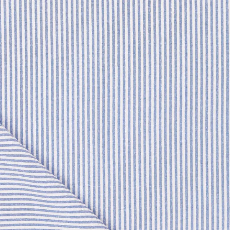 Tissu seersucker à rayures bleu marine et blanc - oeko tex