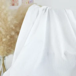 Tissu seersucker à rayures fines - Blanc