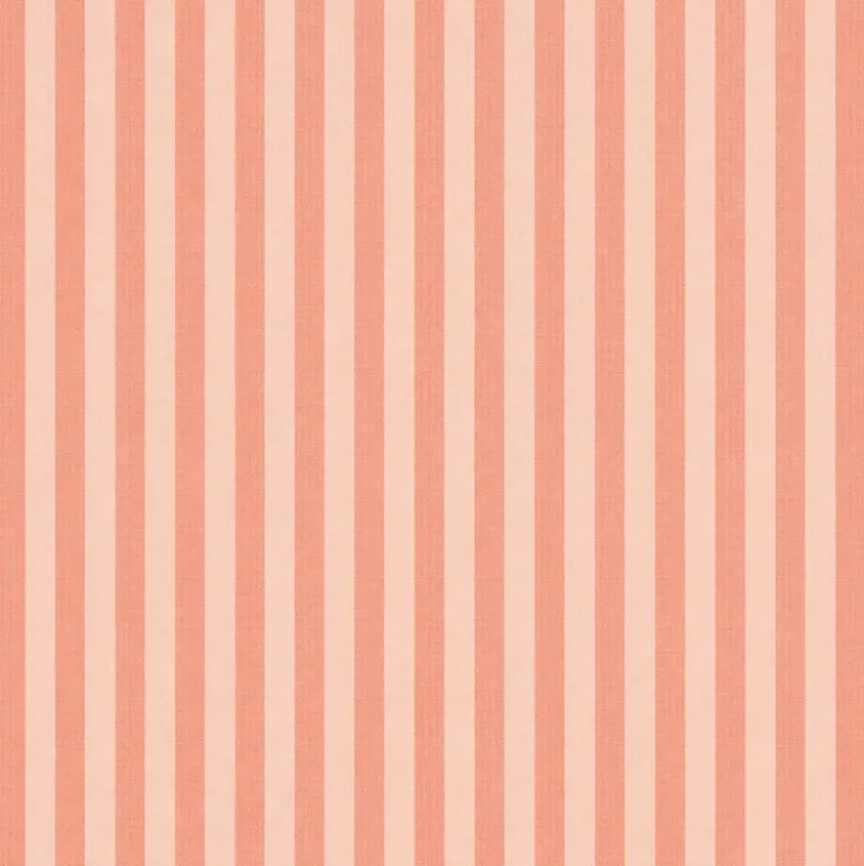 Tissu seersucker à rayures larges - Corail et Nude