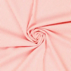 Tissu seersucker à rayures Rose clair et blanc