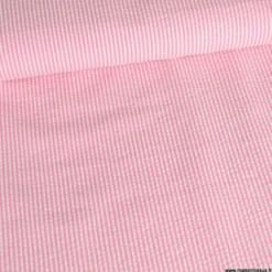 Tissu seersucker à rayures Rose et blanc