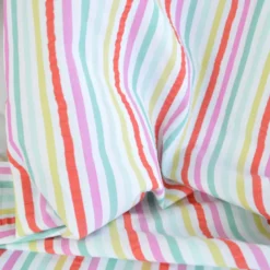 Tissu seersucker à rayures rouge, vert et rose
