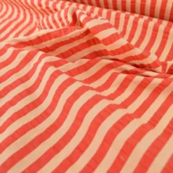 Tissu seersucker à rayures Tom - Abricot et Cerise