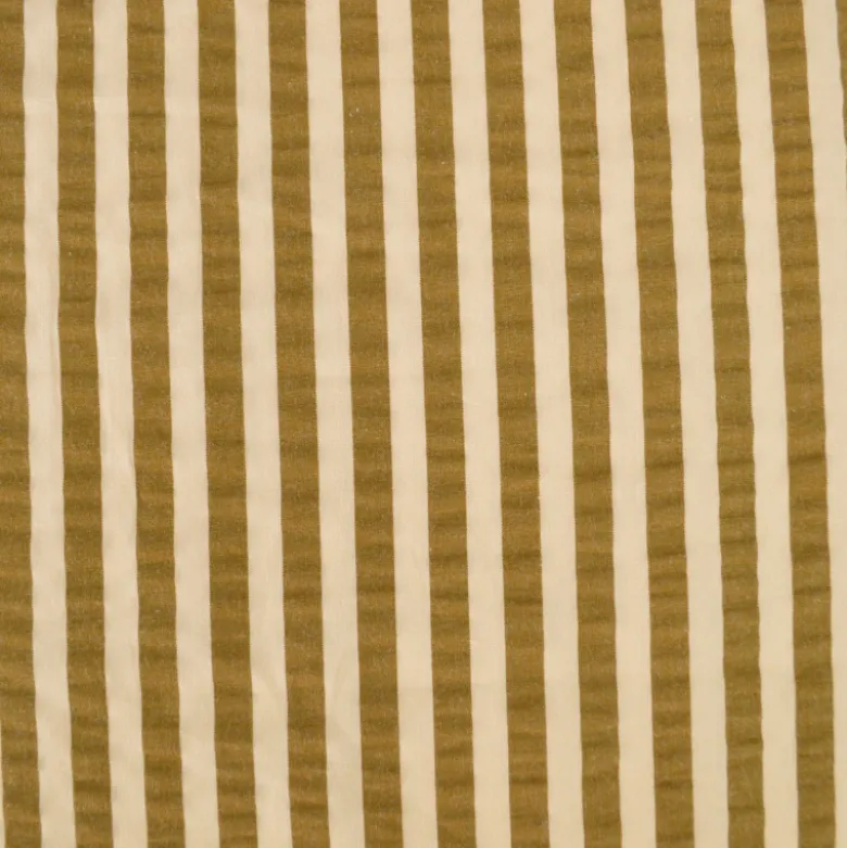 Tissu seersucker à rayures Tom - Pêche et Havane