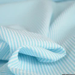 Tissu seersucker à rayures Turquoise et blanc