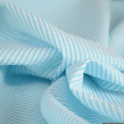 Tissu seersucker à rayures Turquoise et blanc