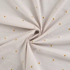 Tissu Seersucker Sable Rayures Fines Brodé Marguerites – Coton Léger Été