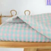 Tissu seersucker Vichy grands carreaux vert et rose