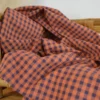 Tissu seersucker Vichy grands carreaux Caramel et Aubergine - OEKO TEX