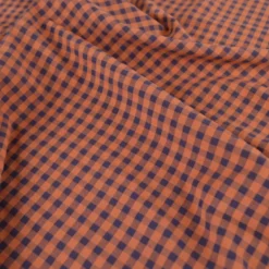 Tissu seersucker Vichy grands carreaux Caramel et Aubergine - OEKO TEX