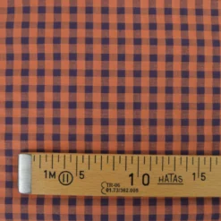 Tissu seersucker Vichy grands carreaux Caramel et Aubergine - OEKO TEX
