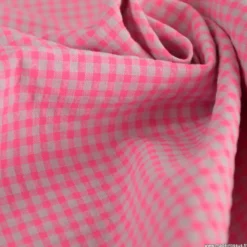 Tissu seersucker Vichy petits carreaux Rose Fluo - OEKO TEX