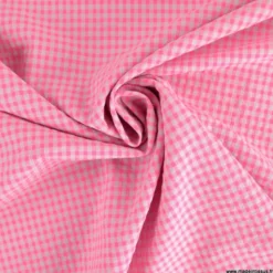 Tissu seersucker Vichy petits carreaux Rose Fluo - OEKO TEX