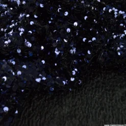 Tissu Sequin bleu marine sur velours