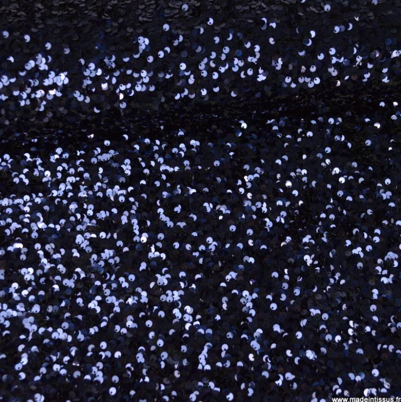 Tissu Sequin bleu marine sur velours