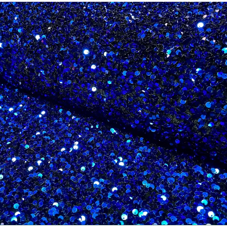 Tissu Sequin bleu roi sur velours