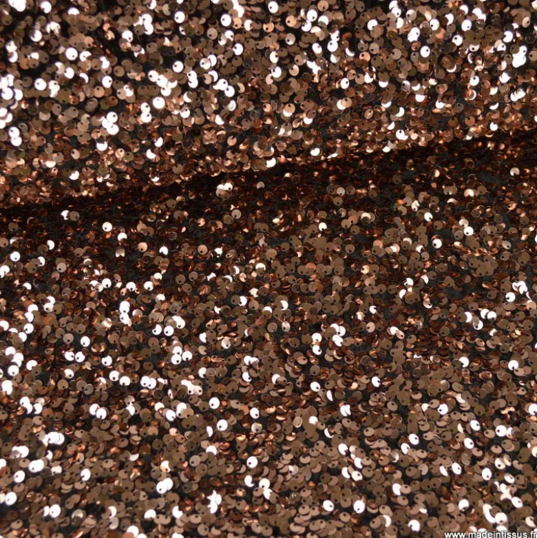 Tissu Sequin Bronze sur velours noir