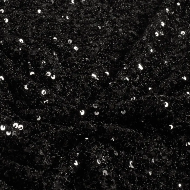 Tissu Sequin fin Noir sur base mesh