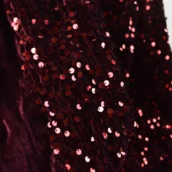 Tissu Sequin fin sur base velours - Bordeaux