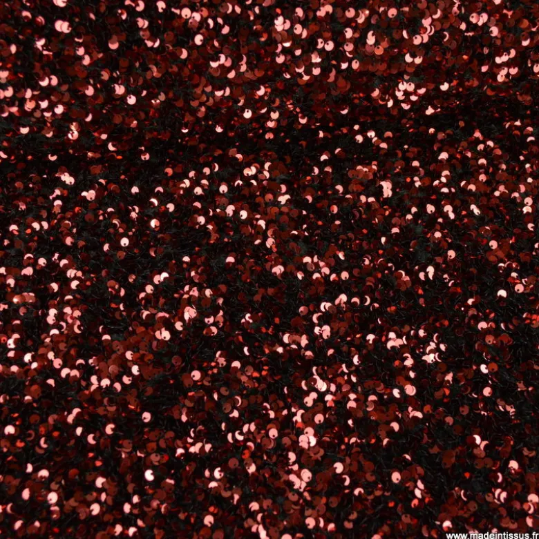 Tissu Sequin Rouge sur velours noir