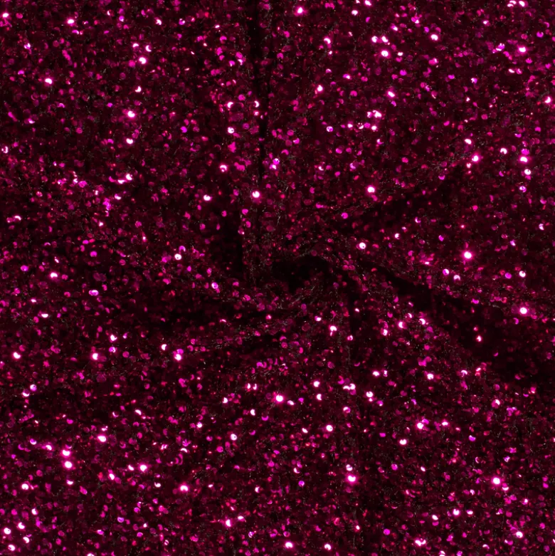 Tissu Sequin vieux Fuchsia sur velours noir