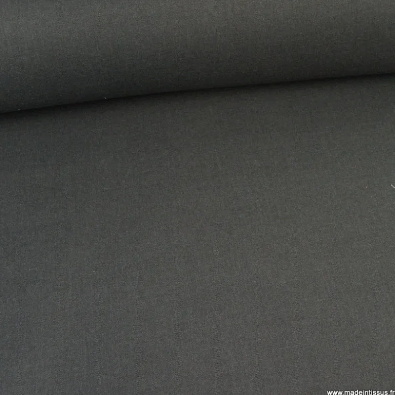 Tissu sergé chiné anthracite envers mousse- Exclusivité