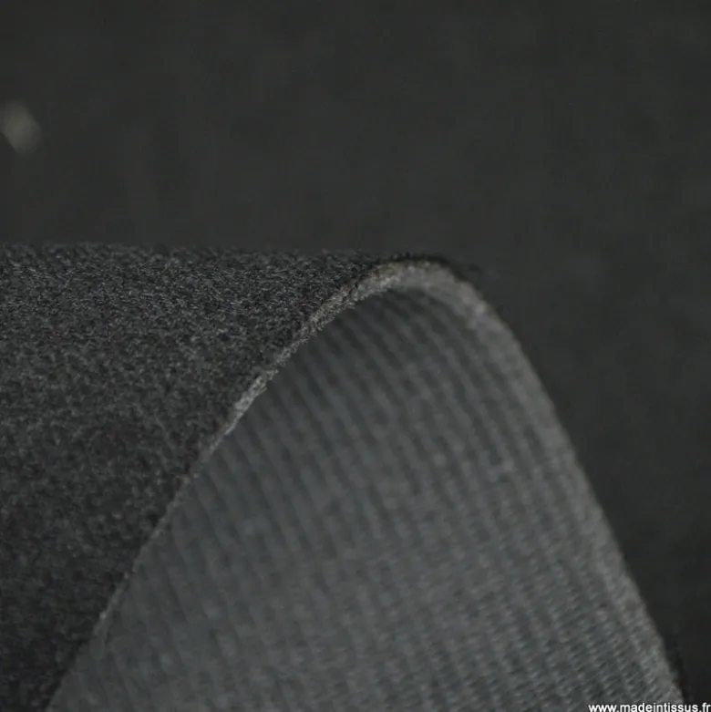 Tissu sergé chiné anthracite envers mousse- Exclusivité